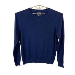 Wallin & Bros Mens Navy Blue Cotton Cashmere Lightweight Pullover Sweater Sz XL